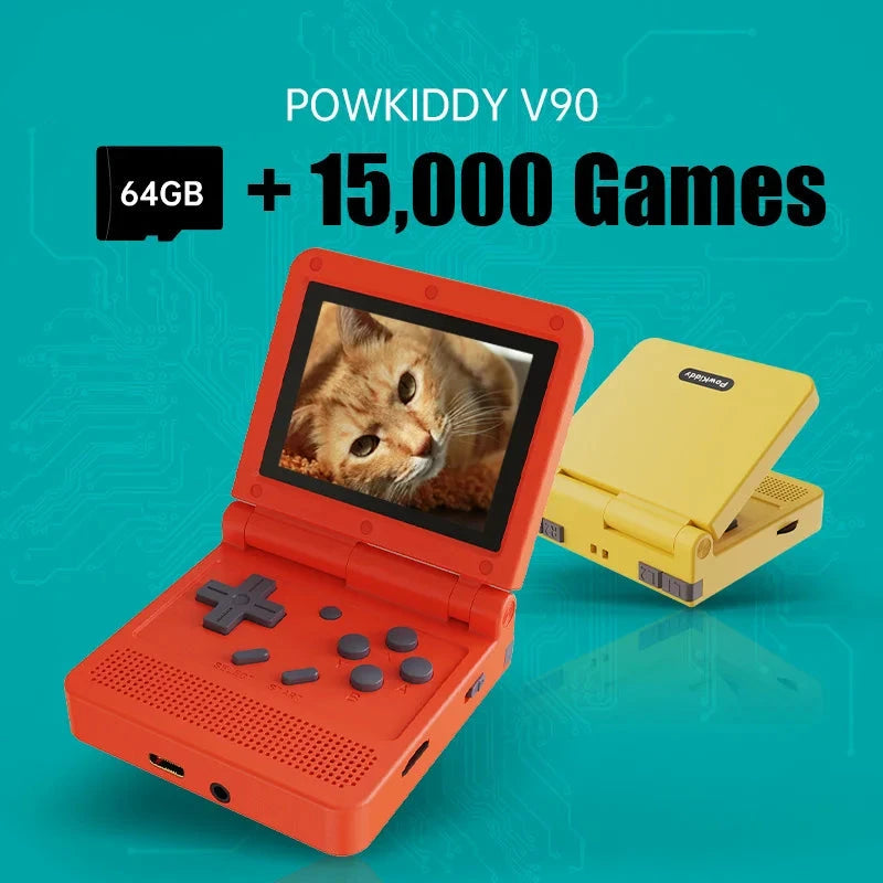 POWKIDDY V90 Handheld Game Console - 3-inch IPS, Dual System, 16 Retro Simulators for Portable Gaming