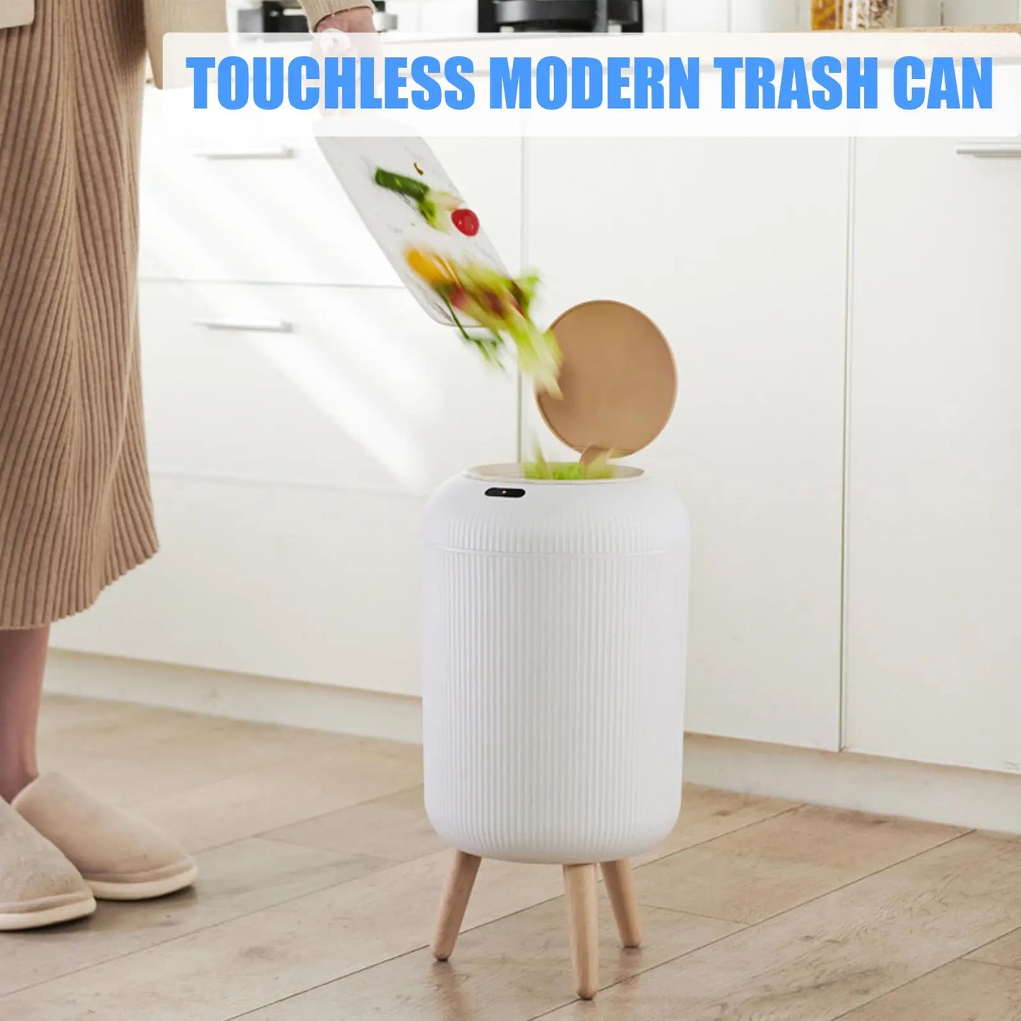 Motion Sensor Trash Can Small Plastic Smart Bin Hands Free
