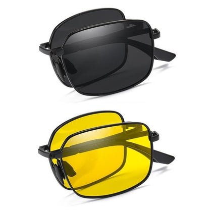 Gafas de sol polarizadas plegables Paquete de 2 Uso dual para conducción día y noche Montura cuadrada que cambia de color Tendencia primavera 2026