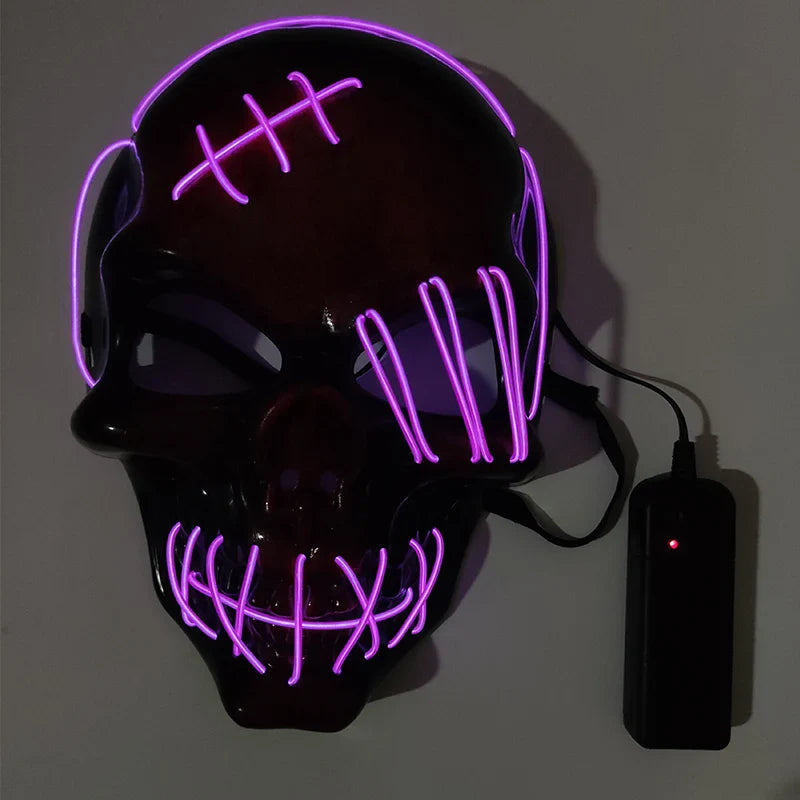 LED Glowing Skull Mask Full Face Halloween 2025 Cosplay