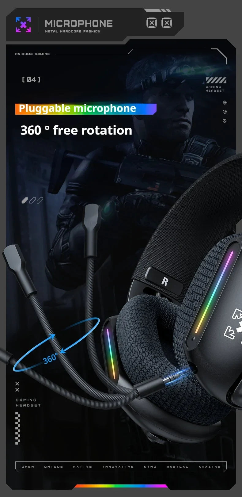 Wireless Gaming Headset Tri Mode Bluetooth Wired Immersive
