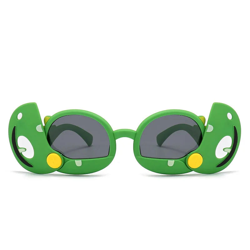 Polarized Kids Sunglasses Cartoon Dinosaur Frames Summer 2026 UV Protection Lightweight Silicone