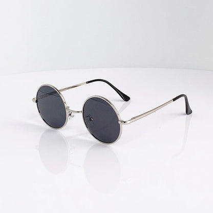 Retro Vintage Round Polarized Sunglasses Men Women Alloy Frame UV400 Black Lens Eyewear