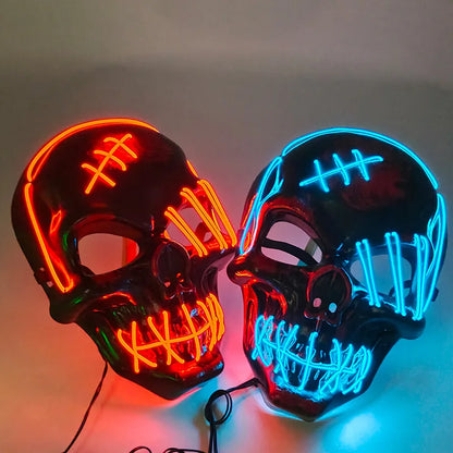 LED Glowing Skull Mask Full Face Halloween 2025 Cosplay