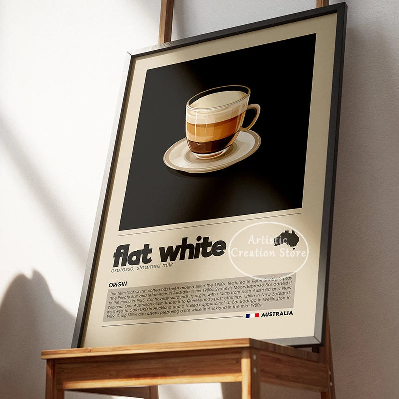 Art mural café six panneaux décoration minimaliste cuisine café