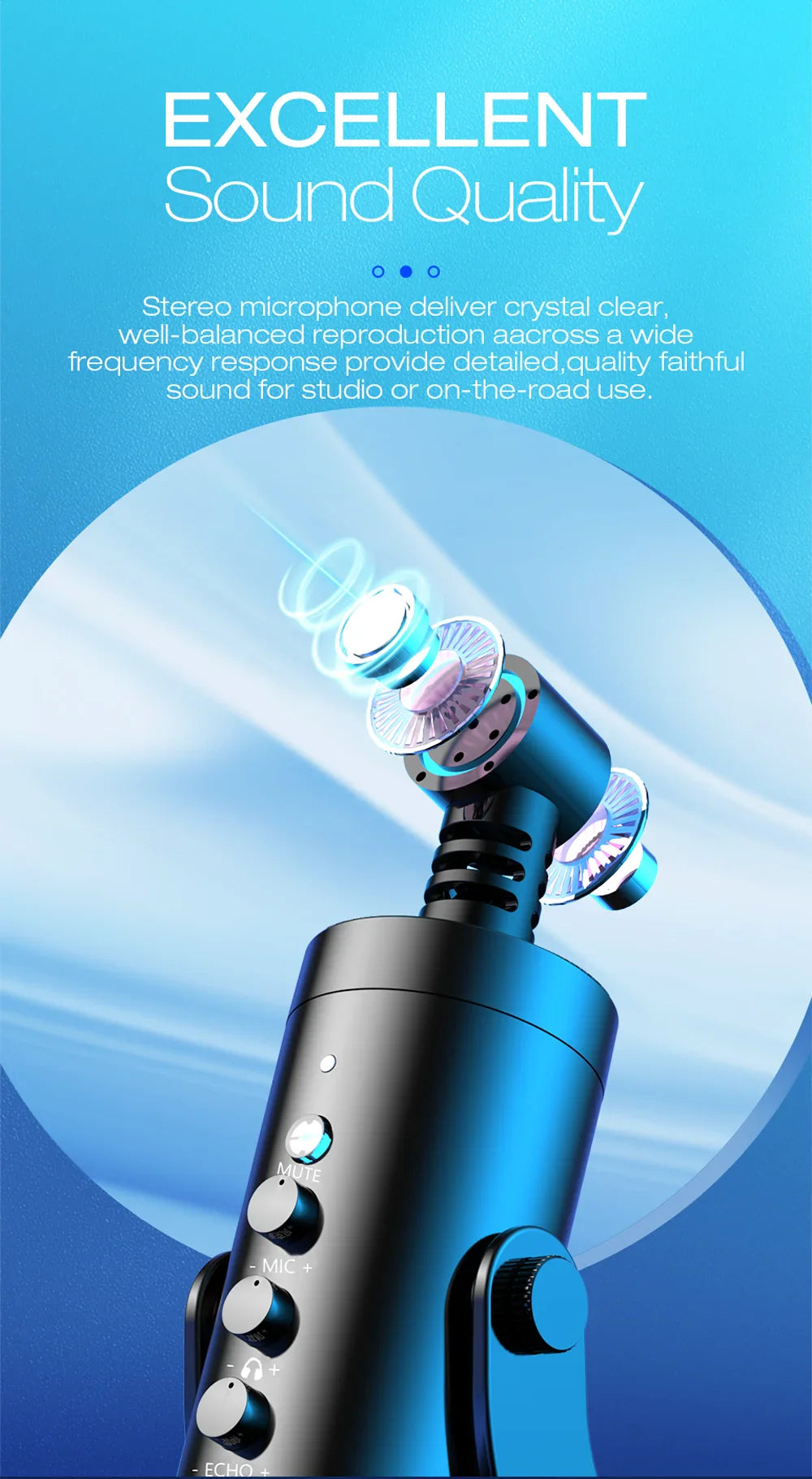 USB Condenser Microphone Desktop Mic For Streaming Podcast