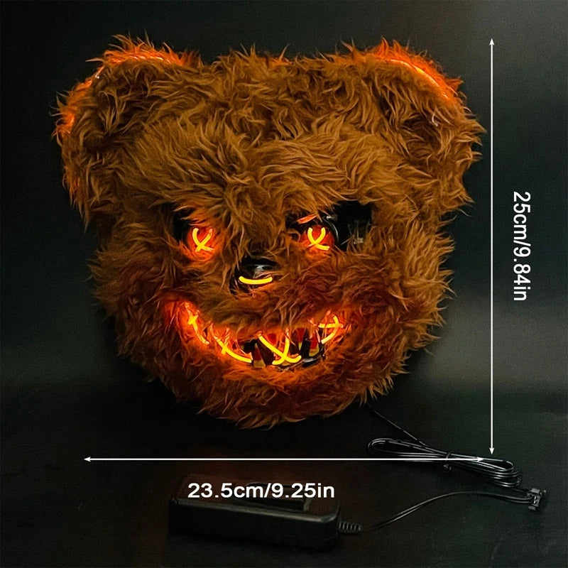 Halloween LED Mask Faux Fur Bunny Bear Cosplay Spooky