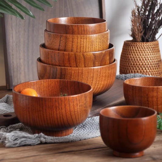 Jujube Wood Soup Bowls Solid Wooden Japanese Bowls