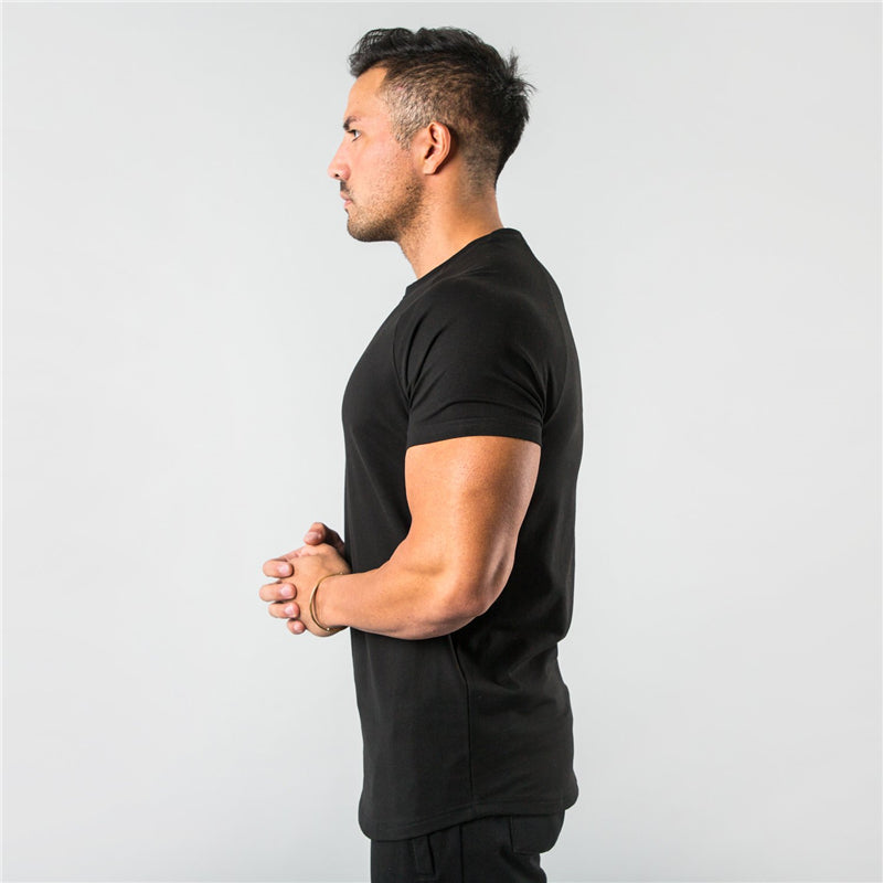 Breathable slim fit men's gym t-shirt – short sleeve, cotton blend, for workout & casual wear