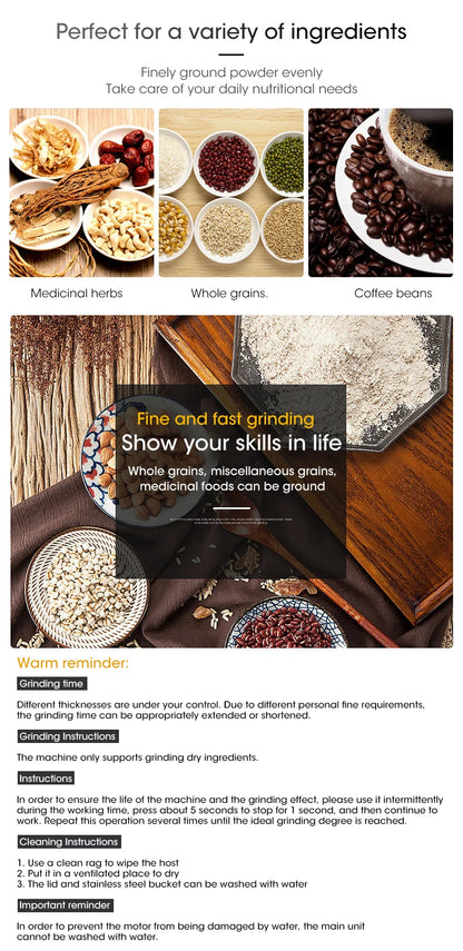 Coffee Grinder Mini Electric Stainless Ultrafine 300ml