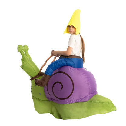 Grappig opblaasbaar bereden slakkenkostuum, dierencosplaypak voor volwassenen en kinderen, Halloween en carnaval 2026