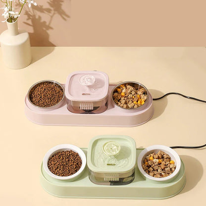 Automatischer Futterspender 200ml Portion Doppelnapf Edelstahl Futter- und Wasserstation Fall 2025 Rutschfest Leicht zu Reinigen