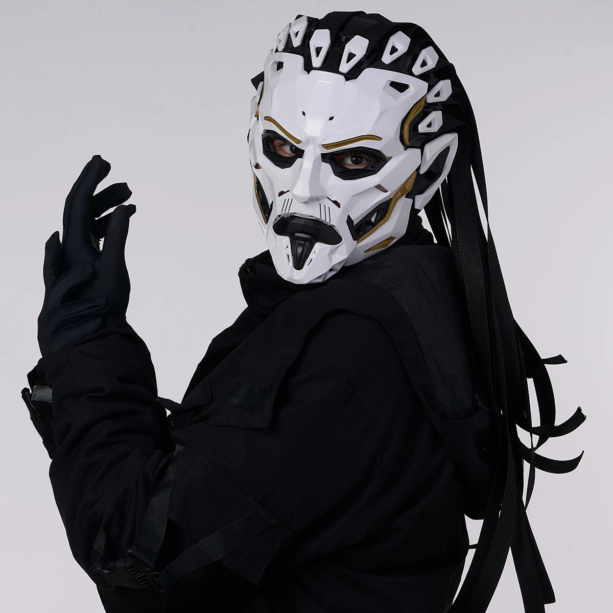 JAUPTO punk Witcher PVC-cosplaymasker voor het hele gezicht, hoogwaardig feestattribuut, Halloweenaccessoire 2026