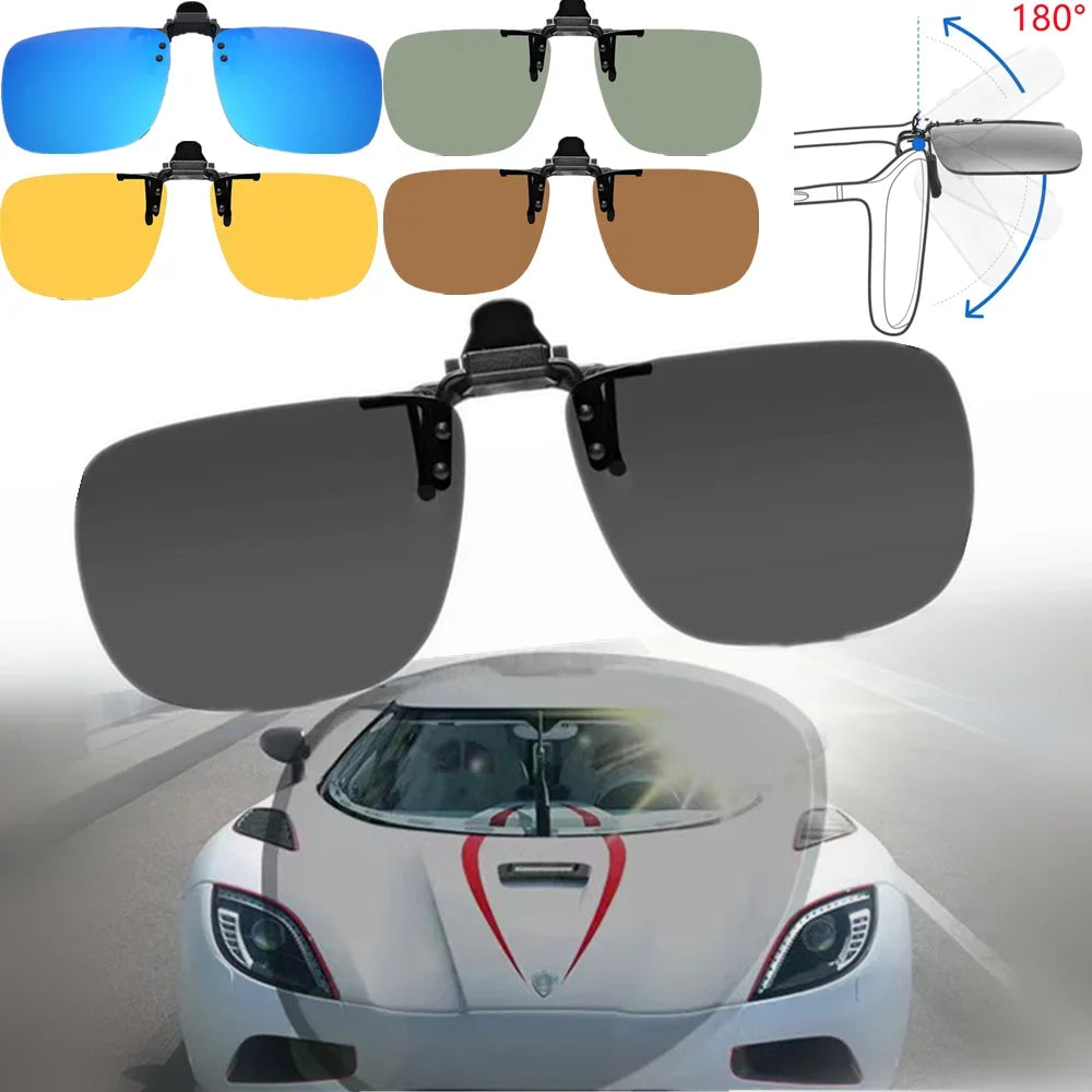 Clip-On Zonnebril Gepolariseerd UV400 Nachtzicht Rijden Bril Vierkante Clip-Ons Anti-Glare Vintage Stijl 2026