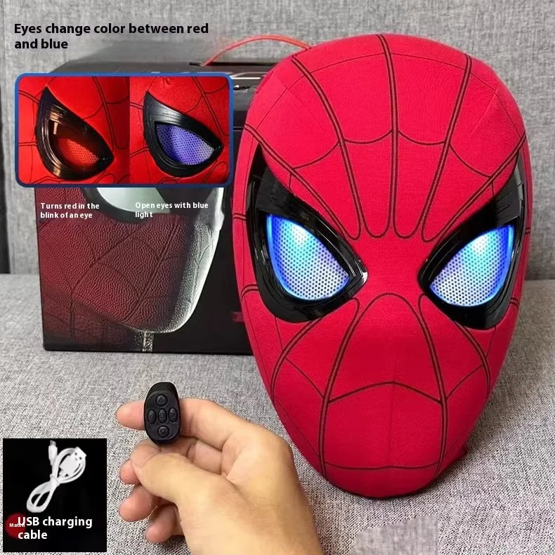 Remote-Controlled Spider-Man LED Cosplay Headgear with Glowing Red and Black Design 2026