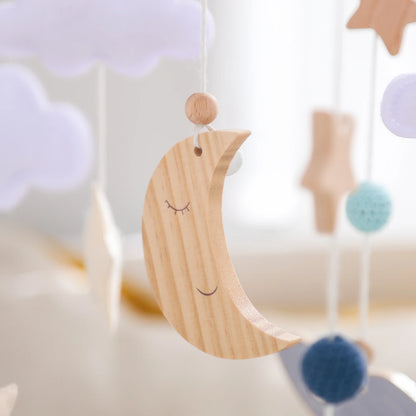 Móvil de cuna cohete de madera juguetes sensoriales para recién nacidos calmantes