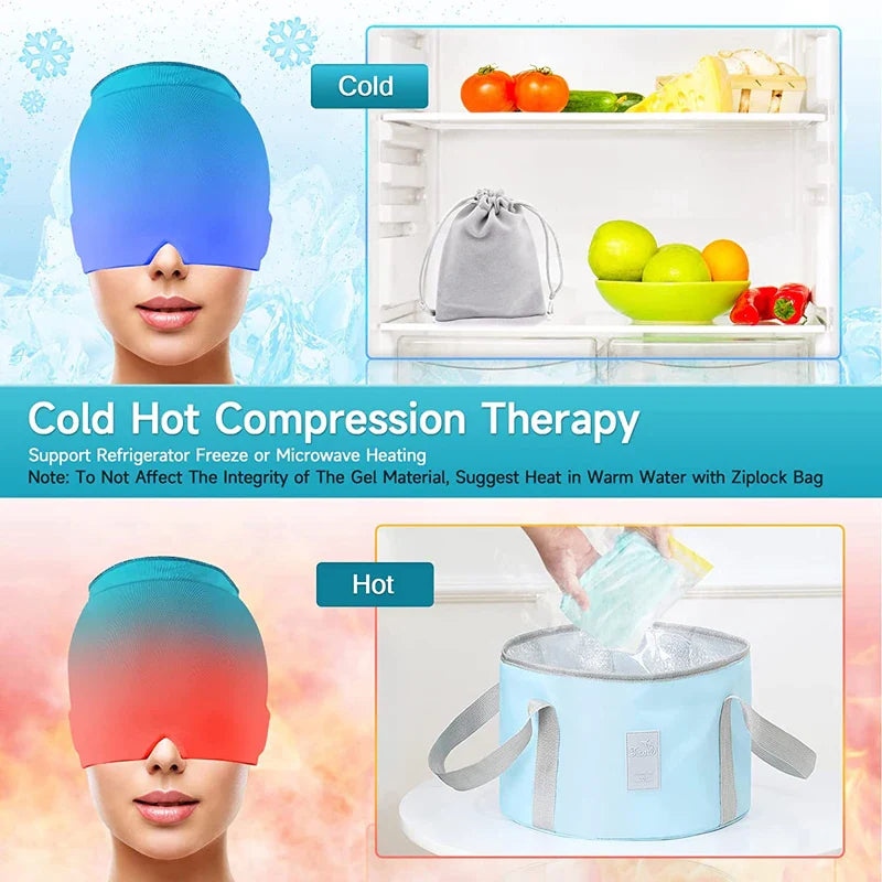 Cooling Gel Migraine Relief Cap - Adjustable Headache Therapy Hat for Ultimate Comfort and Soothing Relief