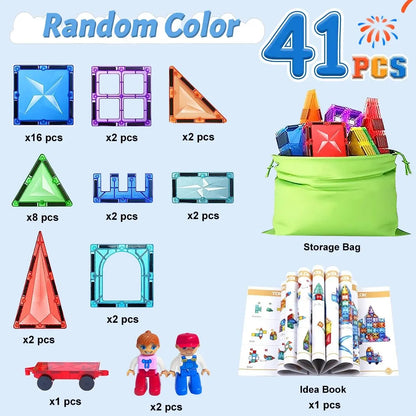 Juego de bloques de construcción magnéticos: azulejos magnéticos educativos para niños, juguete de construcción inspirado en Montessori, regalo perfecto para juegos creativos