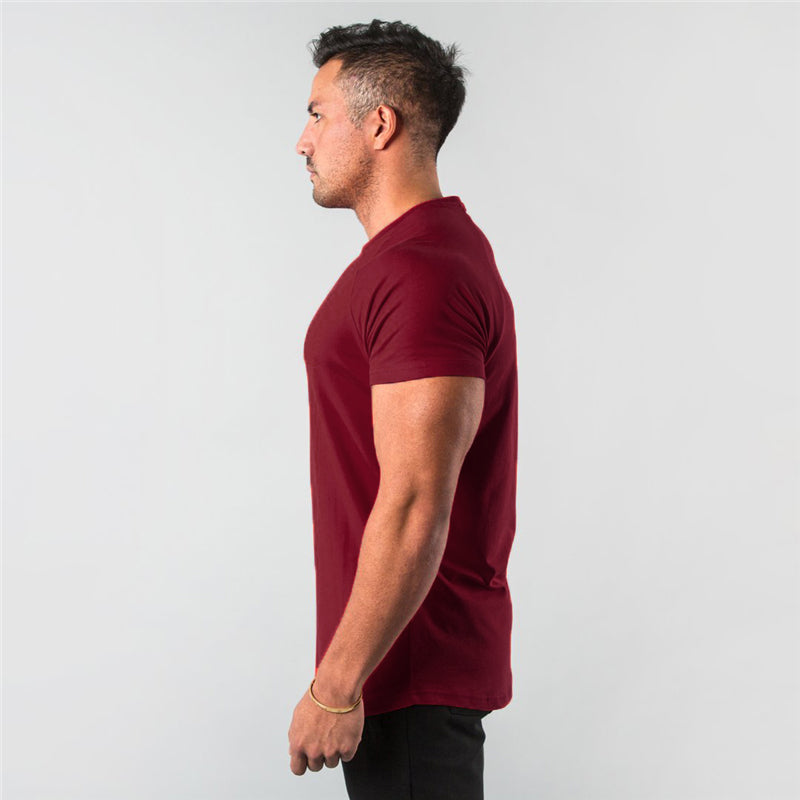 Breathable slim fit men's gym t-shirt – short sleeve, cotton blend, for workout & casual wear