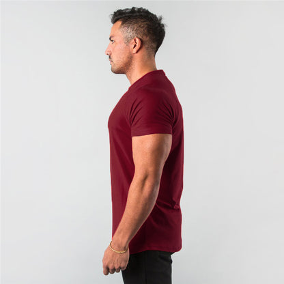 Breathable slim fit men's gym t-shirt – short sleeve, cotton blend, for workout & casual wear