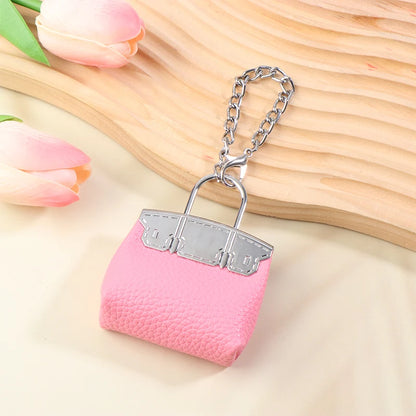 1+1 Free Birkin Inspired Mini Hand Bag - Small Bag Charm Keychain with Metal Chain