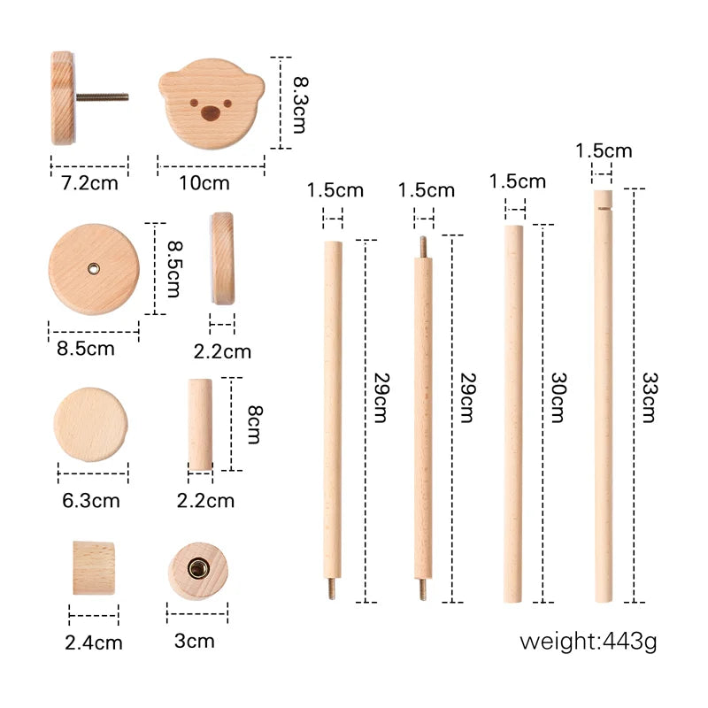 Baby Crib Mobile Wooden Nursery Newborn Sensory Toys