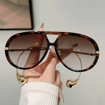 Designer Oversized Pilot Solglasögon för Män Kvinnor UV400 Vintage Skugga