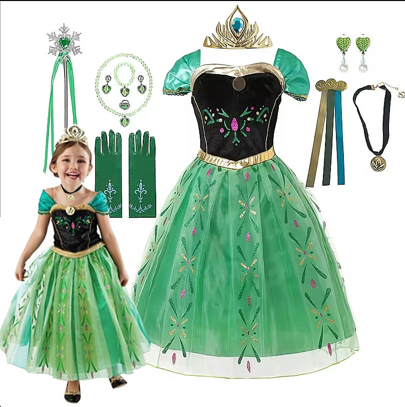 Anna Frozen-prinsessenjurk voor kinderen en meisjes, verjaardagsfeest-, carnavals- en Halloween-kostuum, vestidos 2026