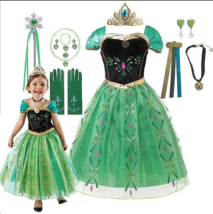 Anna Frozen-prinsessenjurk voor kinderen en meisjes, verjaardagsfeest-, carnavals- en Halloween-kostuum, vestidos 2026