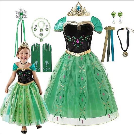 Anna Frozen-prinsessenjurk voor kinderen en meisjes, verjaardagsfeest-, carnavals- en Halloween-kostuum, vestidos 2026