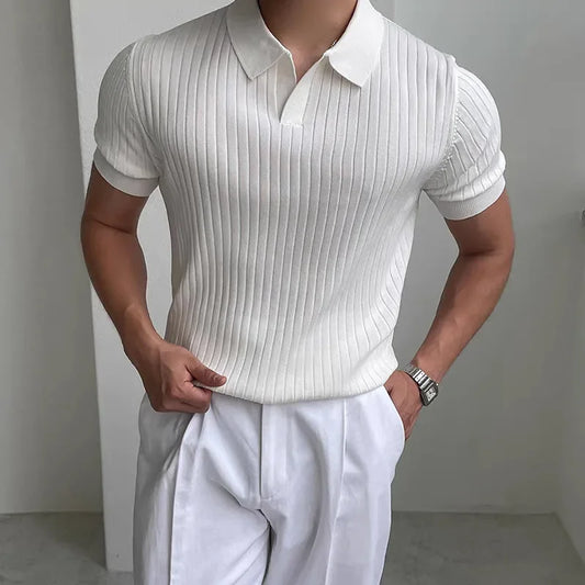Quick-dry men's golf polo shirt - slim fit short sleeve, polyester, for sports and casual wear