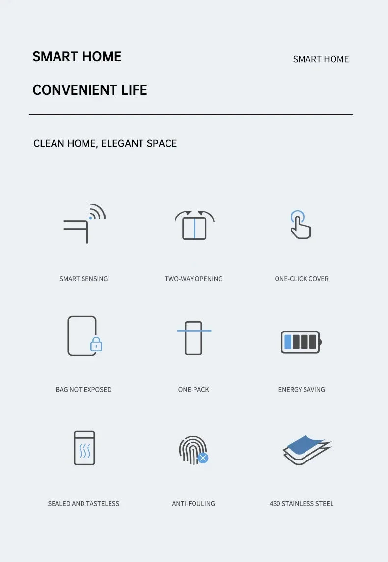 Trash Can 20L Stainless Steel Sensor Kitchen Bin Hands Free