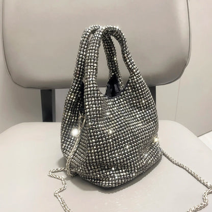 Glanzende Kristallen Clutch Tas Emmer Schoudertas voor Avond Luxe Strass Handtas