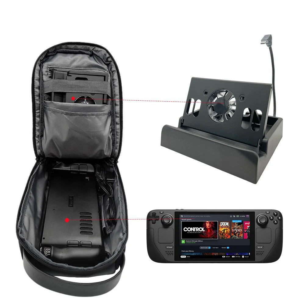 Steam Deck Carry Case Shoulder Bag Dual Zipper Lock