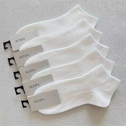 Soft women's invisible ankle socks 5-pack - 100% cotton sweat-absorbing low-cut boat socks
