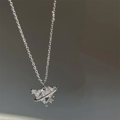 Zirkon anheng halskjede Rosa planet hjerte Valentinsdagsgave 2026 Estetisk smykke