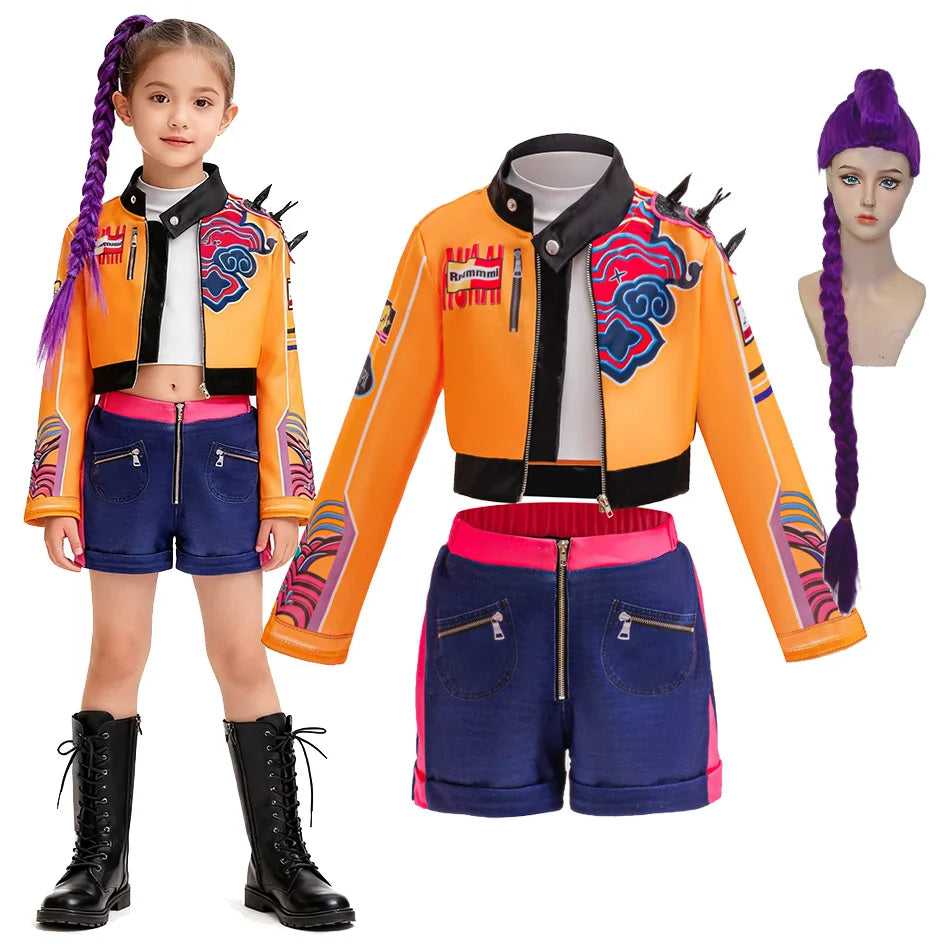 K-POP Witch Hunt Squad Lumi Anime Halloween Party Costume Set with Top Skirt and Wig for Girls 2026