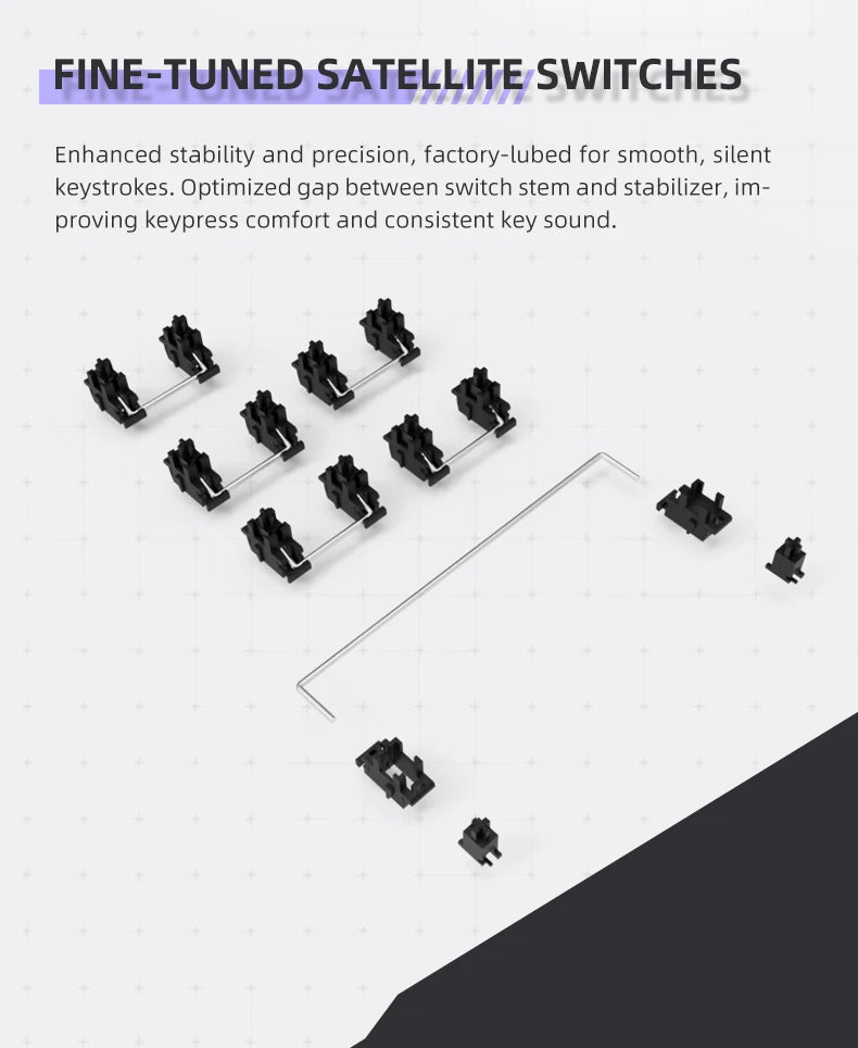 Teclado mecánico inalámbrico de perfil bajo 98 teclas PBT