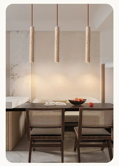 Japandi LED Pendant Lamp Wood Tube Japan Style Bedroom Light