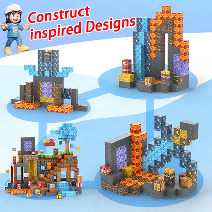 Juego de bloques de construcción magnéticos, juguete de construcción Mine World para niñas, a partir de 3 años, juego sensorial DIY STEM Montessori