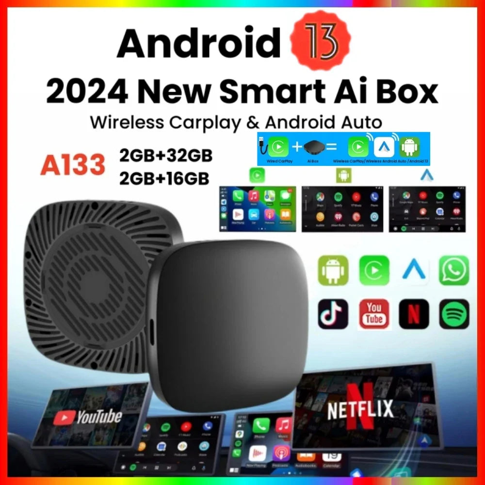 CarPlay AI Box Wireless CarPlay Android Auto Smart TV Box Autunno 2025 Netflix YouTube In Car