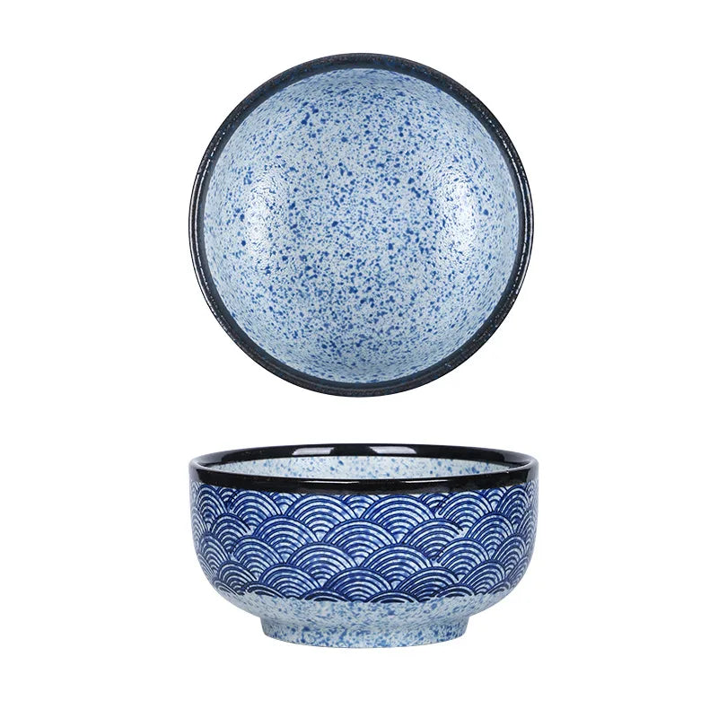 Ciotola per noodle Qinghai Wave dipinta a mano Ciotola in ceramica vintage