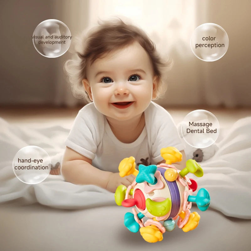 Baby Teether Rattle Hand Grip Sensory Ball Toy Newborn