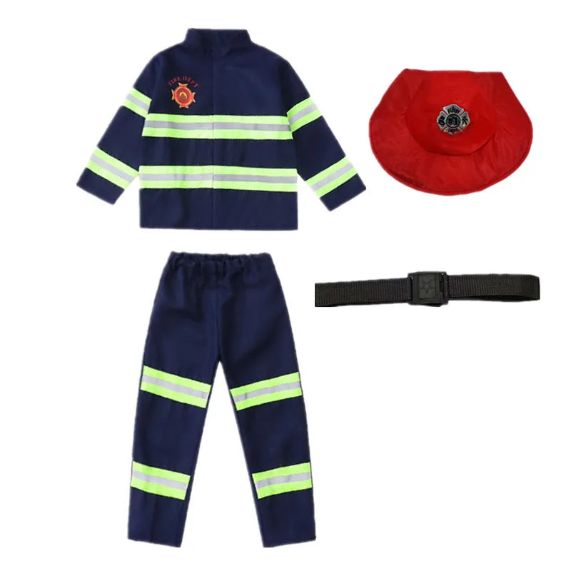Cosplaykostuumset voor kinderen als brandweerman, met realistische speelgoeduitrusting voor jongens en meisjes, voor feestelijke optredens 2026