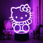 Hello Kitty 3D Anime LED Night Light - Cute Bedroom Lamp