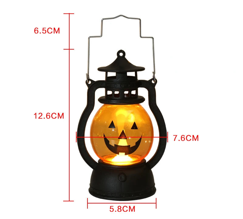 Halloween-LED-hanglamp in de vorm van een pompoen, spooklamp in retro-olielampstijl voor feest- en huisdecoratie, griezelig accessoire 2026