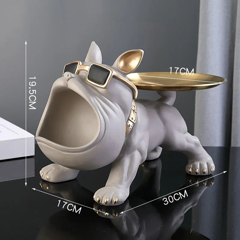Dog Statue 30cm Bulldog Figurine Storage Box Resin Home Decor Fall 2025 Organizer Gift Idea