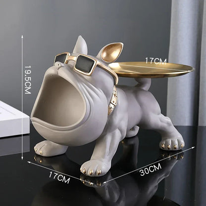 Dog Statue 30cm Bulldog Figurine Storage Box Resin Home Decor Fall 2025 Organizer Gift Idea