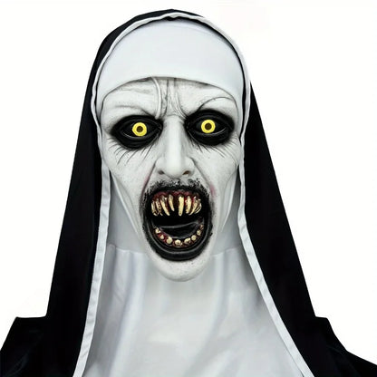 Angstaanjagend siliconen- en latexmasker van een non voor horrorcosplay, realistische details, voor volwassenen, Halloween 2026