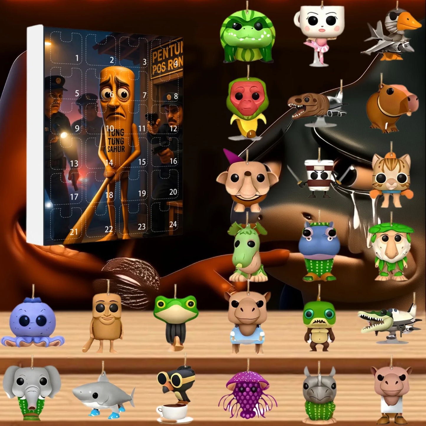 Calendario de Adviento 24 Días Recuerdo Navideño Italian Brainrot